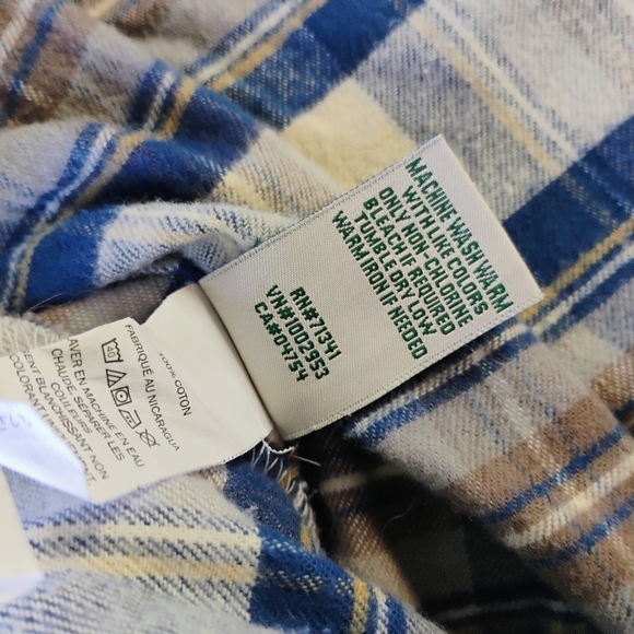 LL Bean Scotch Plaid Flannel Shirt Relaxed Fit Zip Hoodie Granola Size Small - Picture 12 of 15